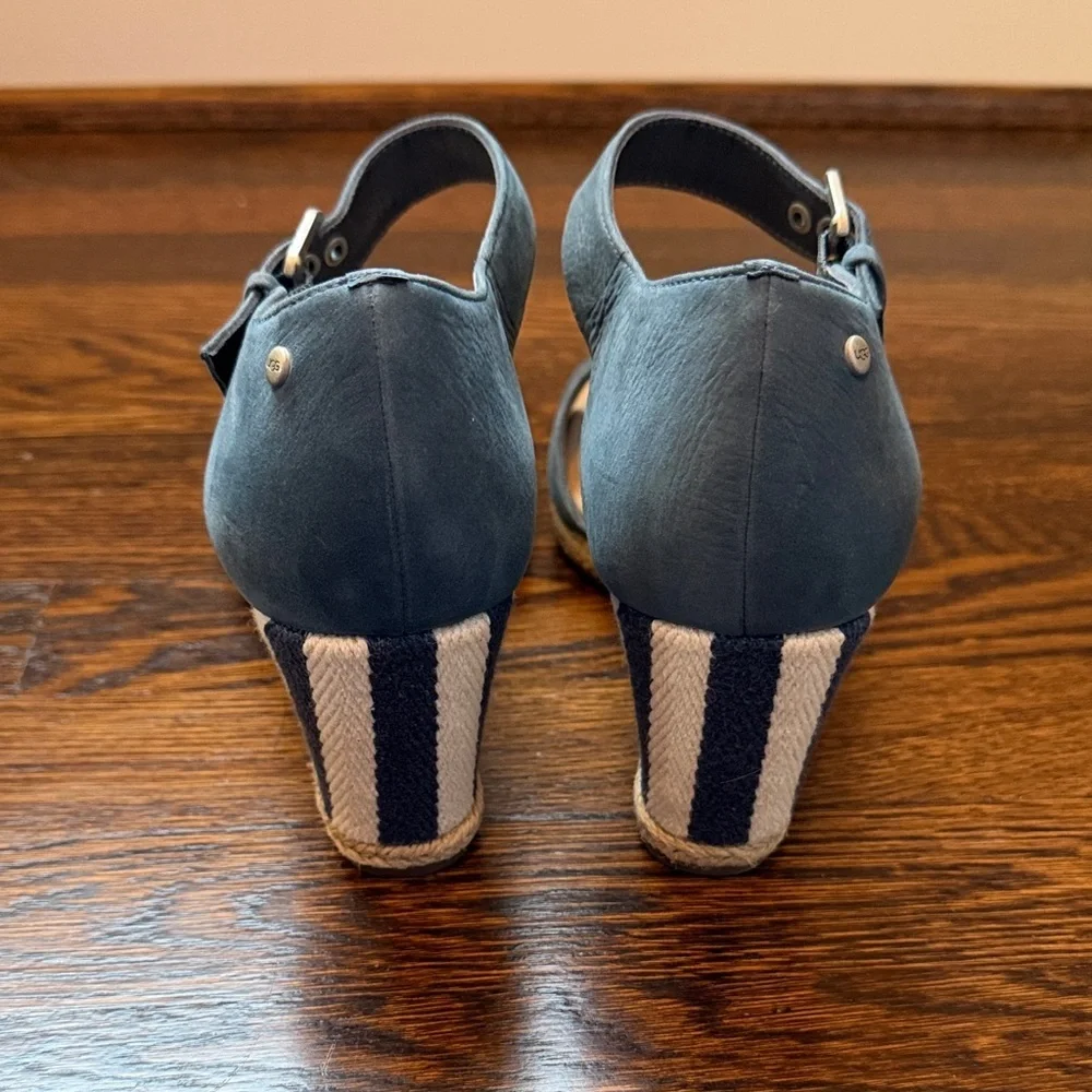 UGG Navy and Tan Wedge Sandals